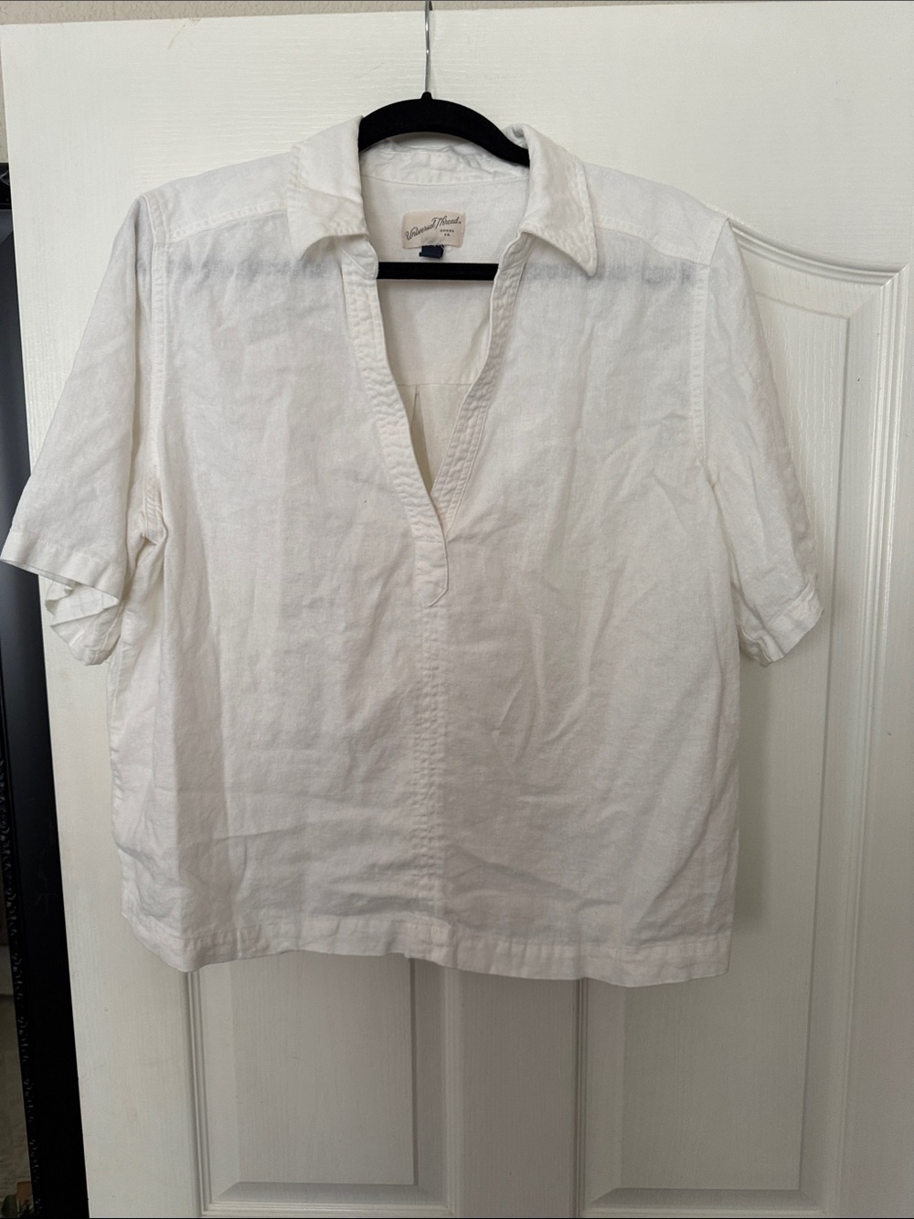 Universal Thread White Linen V-Neck Collar Boxy Tunic